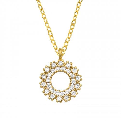 Colier Argint 925 Plated with Gold Double Circle Boutique 23 Necklace 45cm Gold Jewelry Box Gift