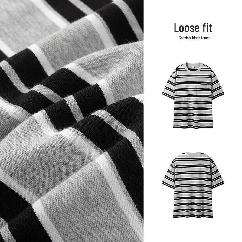 Semir Men's Pure Cotton Color-Block Stripe Short Sleeve T-Shirt with Pocket