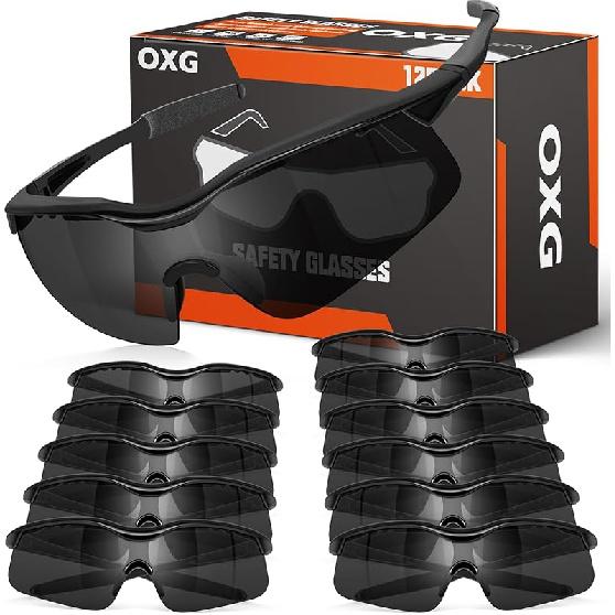 OXG 12 Pack Safety Glasses, ANSI Z87.1 Impact Resistant Anti-Scratch Safety Goggles for Men Women Youth