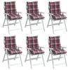 Low Back Chair Cushions 6 pcs Red Checkered Pattern Oxford Fabric