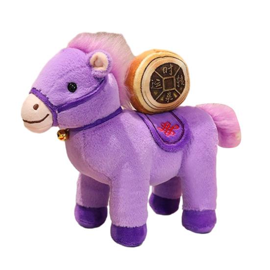 Poupée Cheval Jouet en Peluche Décoration Nouvel An Chinois 2026 Cheval Porte-Bonheur Ornement Zodiaque pour Décoration de Fête à la Maison