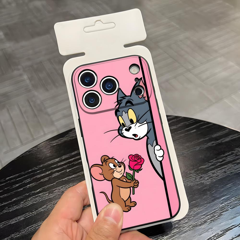 

AniME-T-Том и Джерри Кавайный Чехол для Телефона Для IPhone 17 Air 16 E Pro Max 15 14 13 Mini 12 Pro 11 Max Plus Черный Мягкий Чехол iPhone 16 Pro