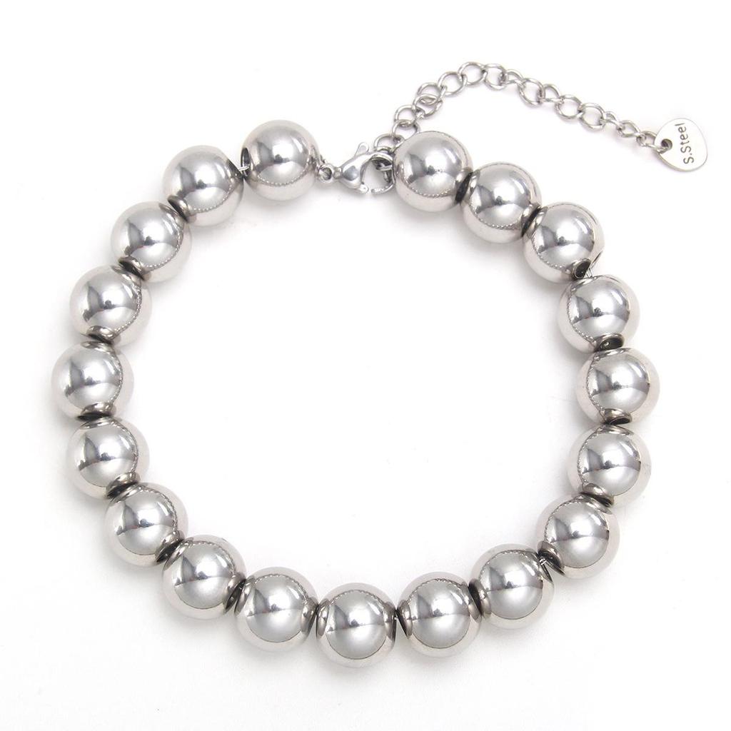 Classic Adjustable Gold, Silver, and Black Stainless Steel Beaded Bracelet (10/8/6/4MM)