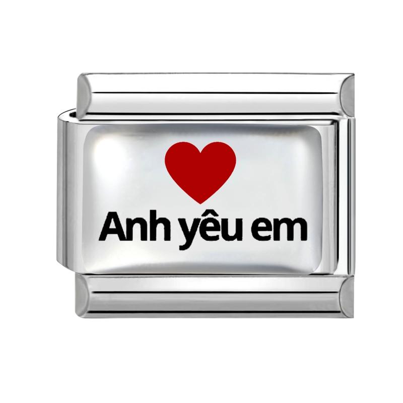 Wholesale Sweet Romantic Letter Series I Love You Link Fit 9mm Stainless Steel Bracelet Women Making DIY Heart Charm Jewelry