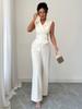 Elegant and Slim Waist Top with Flowing Wide Leg Pants Women's Spring Summer Set