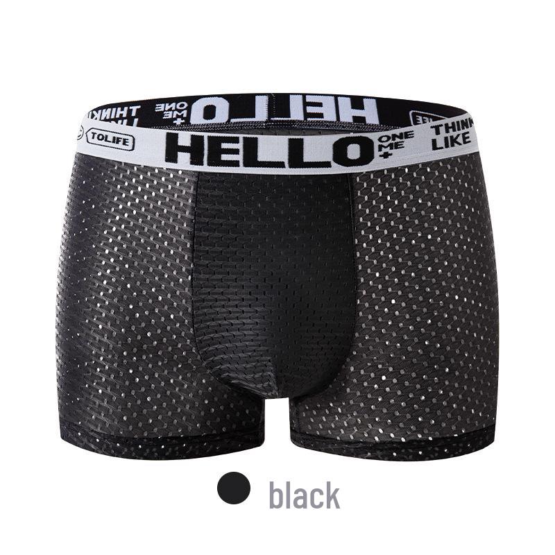 Ice Silk Mesh Men's Breathable Boxer Briefs - Four-Corner Hollow, All-Season, Thin Style