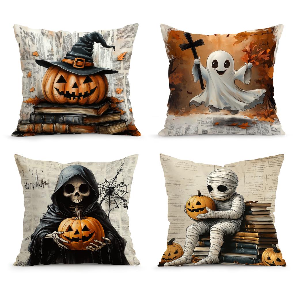Retro Halloween Cushions Pillowcase Polyester Cushion Cover Throw Pillow Sofa Decoration Pillowcover Home Room Decor