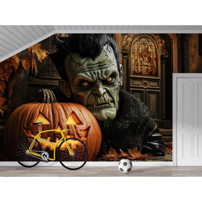Frankenstein and the Pumpkin tapestry 75x100