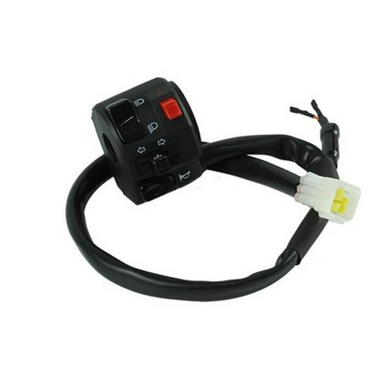 

Compatible with Huanglong BJ600GS Headlight, TNT Handlebar Button Switch: Start, Turn Signal, Horn, Light Control (Left/Right). 22 mm