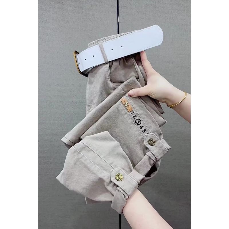 

2025 Spring and Autumn New High Waist Jeans Women Cotton Straight Pants Loose Slimming Capri Casual Harem Pants Shallow khakis XL