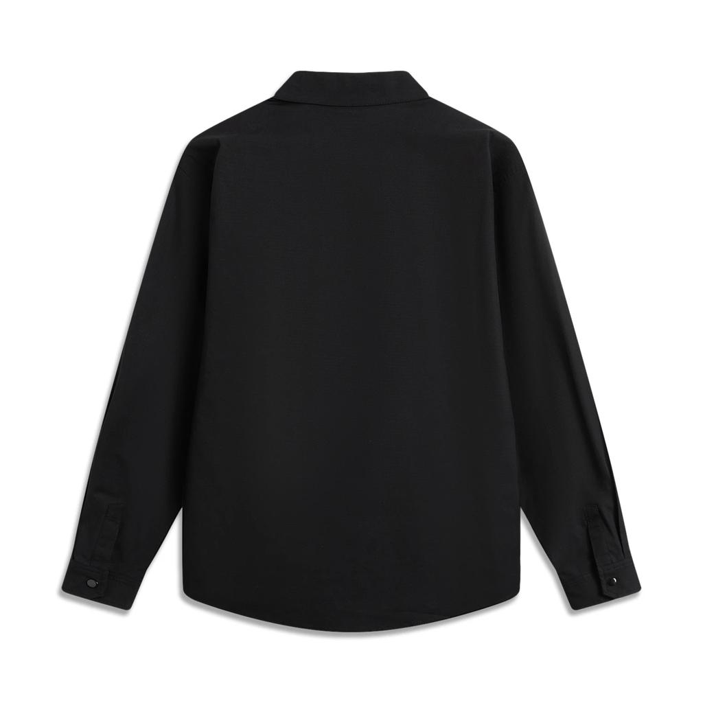 Li Ning Sports Lifestyle Series Letter Button Versatile Casual Long Sleeve Shirt Men Shirts Black AJDV037-1