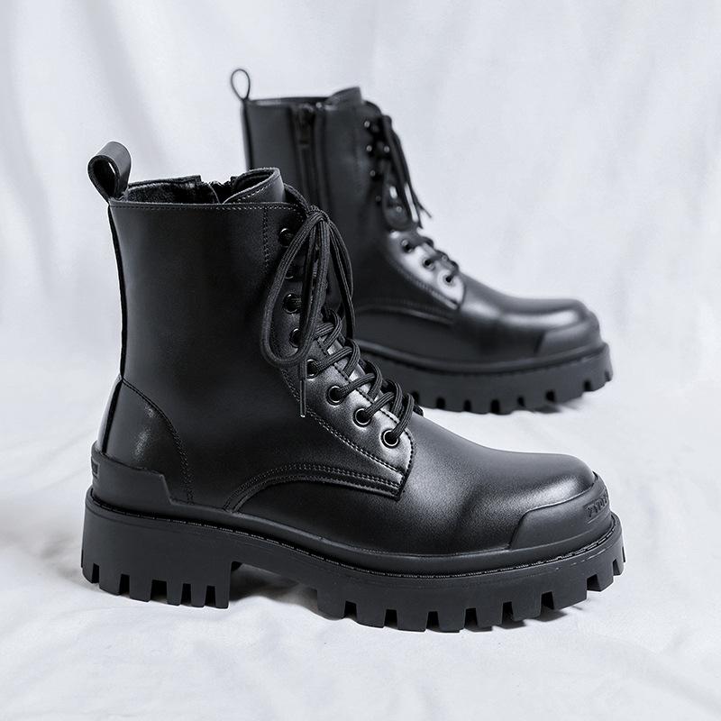 

Мужские ботинки Мартин 2025 новые черные в британском стиле высокие ретро ботинки-локомотивы деловые кожаные туфли 8858-R 38 чёрный