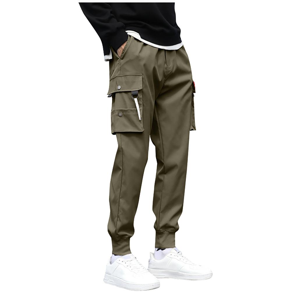 Herren Farbige Lockere Mehrere Taschen Freizeit Gerade Hosen Cargohosen