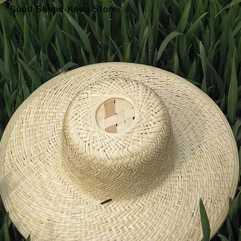 Outdoor Garden Shade Breathable Straw Hat Bamboo Shade Hat Summer Shade Hat Farmers Work Sun Hat