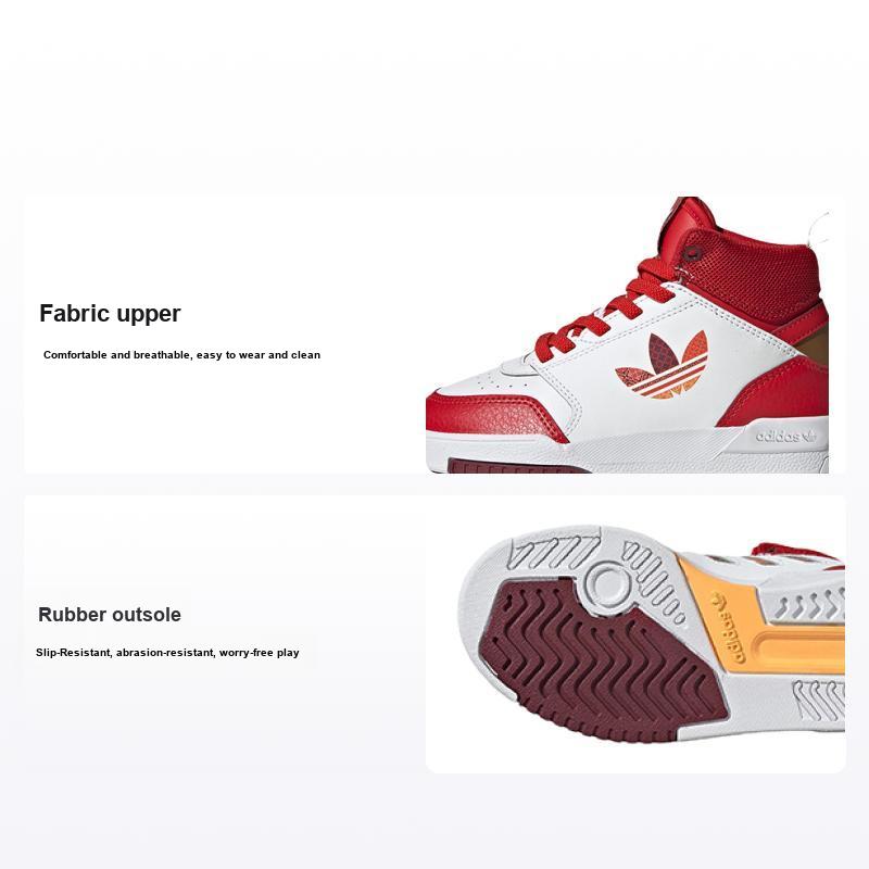 Adidas Originals Drop Step Comfortable Simple Non-Slip Wear-Resistant High-Top Kids Skate Shoes Kids Skate Shoes White Red Gold GY2028