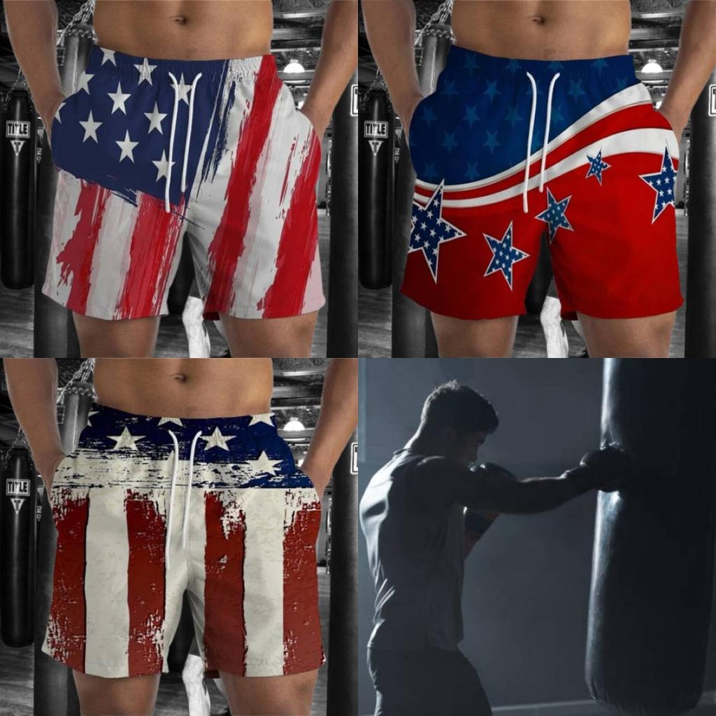 USA America United States Flag Boxing Muay Thai Kickboxing Shorts 3D Print Training Unisex Men Women Fitness Gym Sport Workout Casual Streetwear