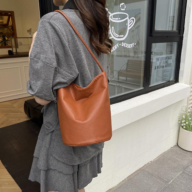 Women S Large Capacity Bucket Tote Bag Casual Shoulder Handbag