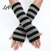 Fashionable Fall Arm Covers Striped Knitted Warmers for Women Fingerless Sleeves Soft Wrist Thermal Autumn Winter Fashion Accessories Girls