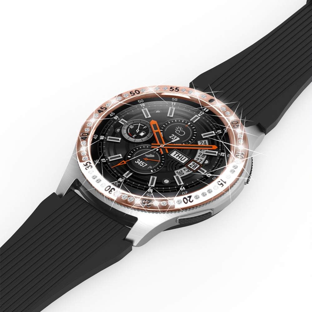 FitTurn Compatible with Samsung Galaxy Watch 46mm/Gear S3 Frontier/Classic Bezel Ring Styling,Bling Inlay Crystal Adhesive Anti Scratch & Collision
