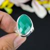Green Jade Gemstone Handmade 925 Sterling Silver Jewelry Ring Size 8.5 KG-336