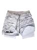 Men's 2-in-1 Running Shorts with RUN Print - Gym Workout Quick Dry Compression Sport Shorts for Fitness Jogging 00432