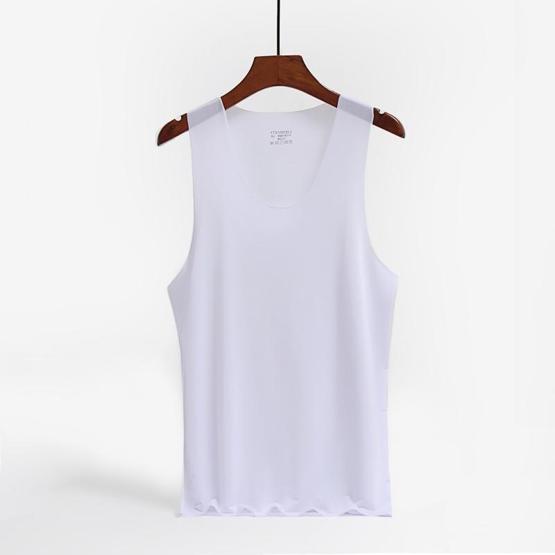Liquid Ice Silk | Mercerized and Silky Summer Men's Vest Ultra-thin and Seamless V Round Neck Wide and Narrow Shoulder Sports Quick-drying High Elasti