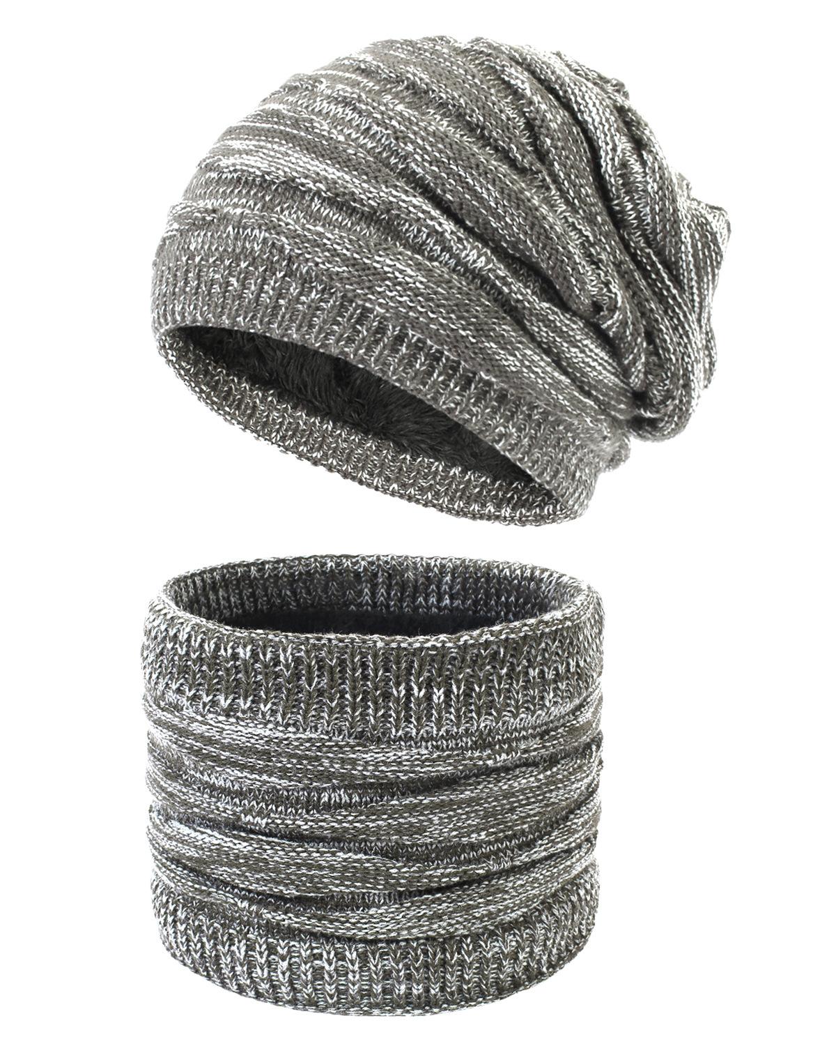 

Чоловіча та жіноча зимова тепла шапка з двох частин на флісовій підкладці та набір утеплювачів із суцільним діамантом В’язана вовняна шапка та шийна хустка