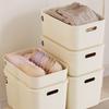 Oppbevaringsboks Plast Stor Kapasitet Kremstil med Lokk Organiseringsbeholder for Leker Klær Snacks