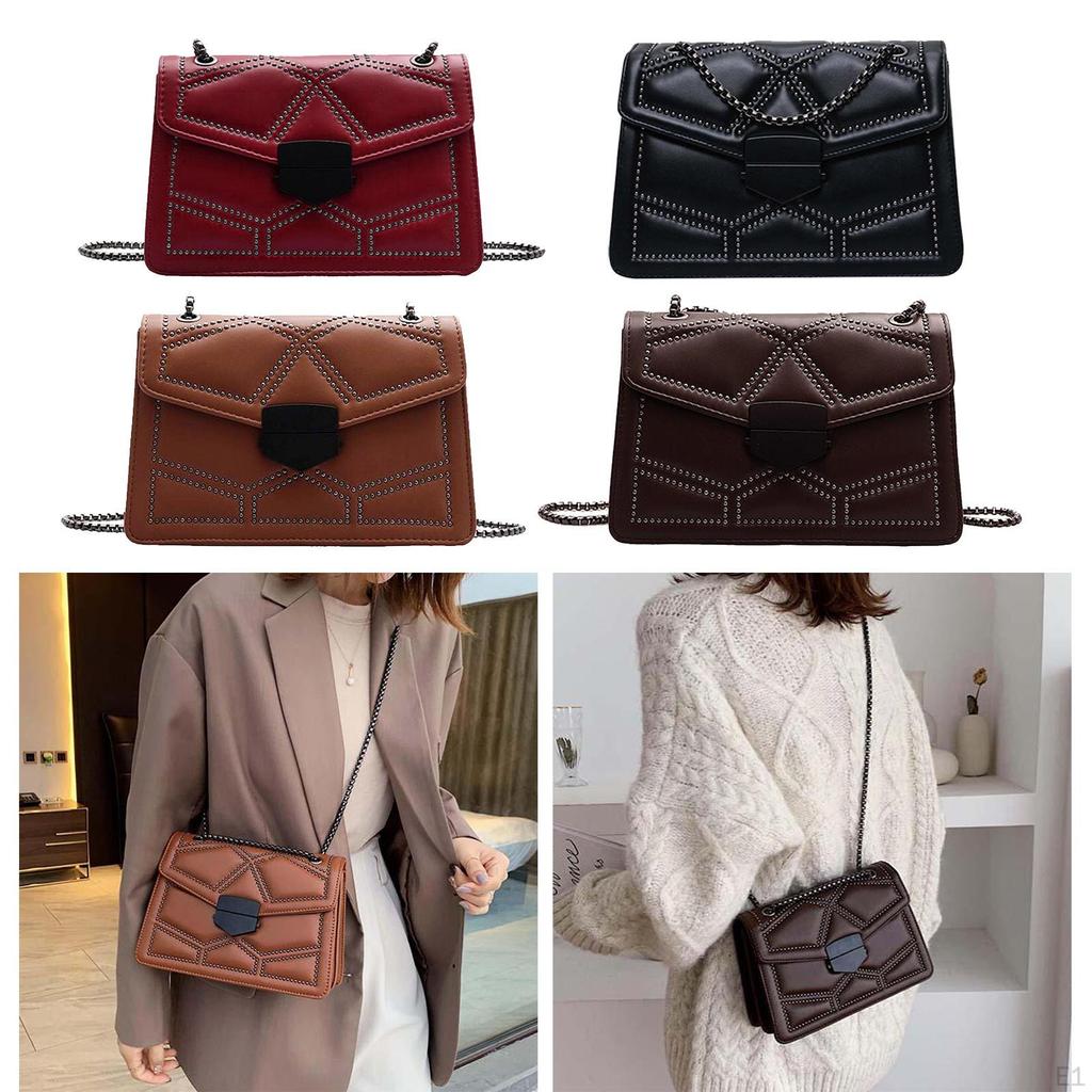 Leather Bag for Women, Shoulder Clutch Handbag Purse, Hard PU with Adjustable Strap