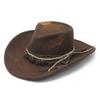 Vintage Western Cowboy Hat With Wide Brim For Sun Protection And Breathability