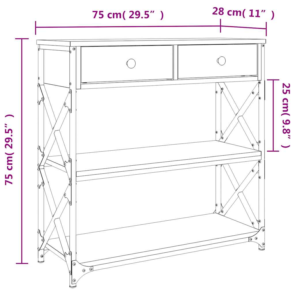 Console Table Sonoma Oak 75x28x75 cm Particleboard