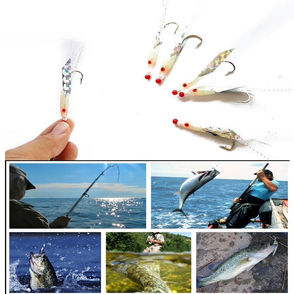 

5pcs Hot Barb Sharp Luminous Fishing Hook Fishing Tackle Durable Head Treble Bait