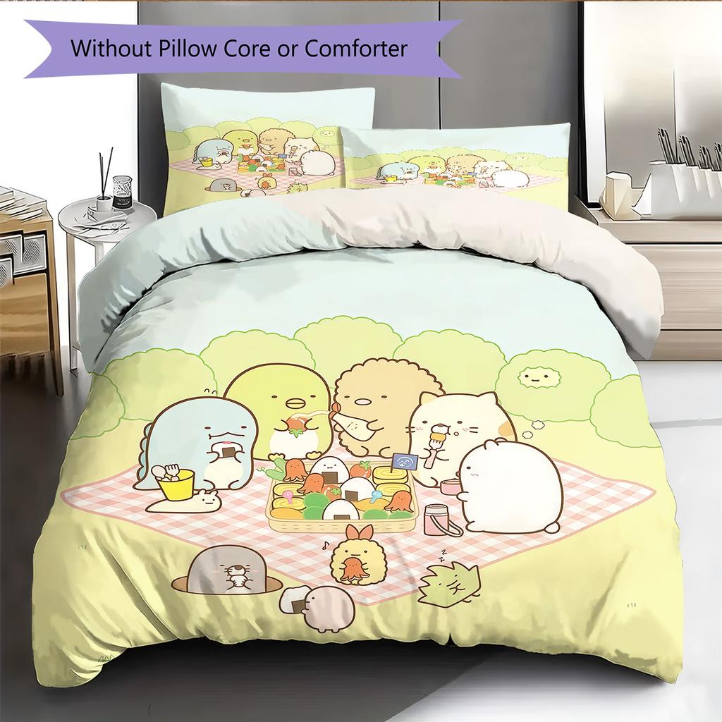 Sumikko Gurashi Pattern Bedding Quilt Set Home Decoration Gift (1 * duvet cover + 2 * pillowcase without core)