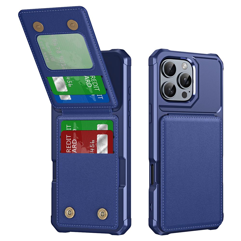 For iPhone 16 Pro Case Card Slot Kickstand PU+TPU Phone Cover