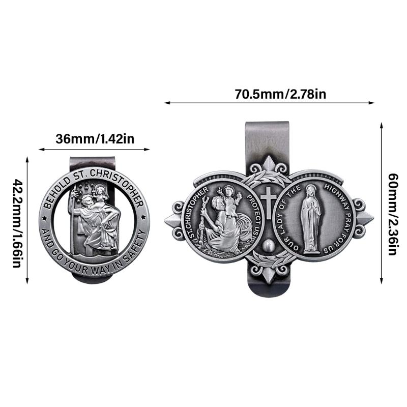Saint Christopher Car Visor Clip Travel with Faith Saint Christopher Car Visor Clip Catholic Protect Emblem