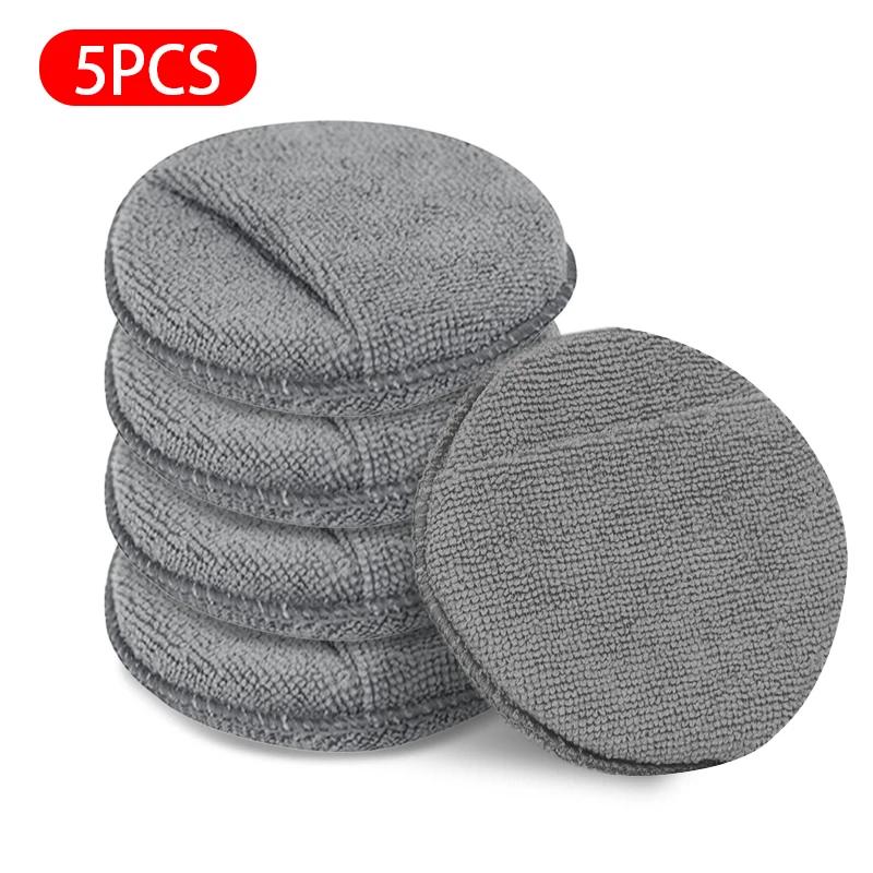 10Pcs Car Detailing Applicator Pads Car Care Waxing Polish Sponges Soft Microfiber Round Pocket Foam Sponges Car Cleaning Tools