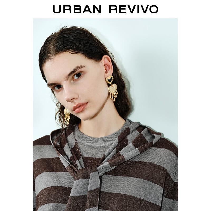 UR 2025 Autumn Women's Striped Knit T-Shirt Two-Piece Set