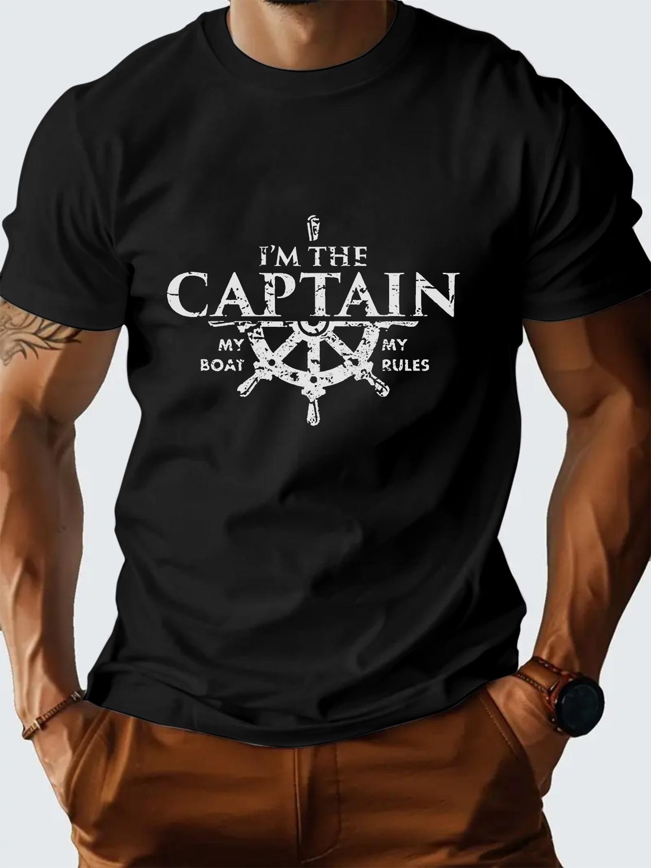 Men S I Am The Captain Nautical Anchor Graphic T-Shirt - A Breathable Crew Neck Tee Perfect for The Beach XXL