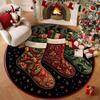 Non-Slip 3D Illusion Rug Santa Claus Xmas Home Decor Cartoon Cute Round Vortex Carpet  Outdoor
