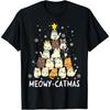 Meowy Catmas Cat Christmas Tree Xmas Girls Boys Funny Santa T Shirt
