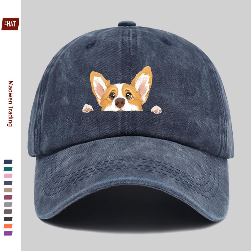 pc Cute Corgi Dog Print Baseball Cap Lightweight Summer Casual Holiday Printed YK Design Sun Hat Comfortable And Lightweight