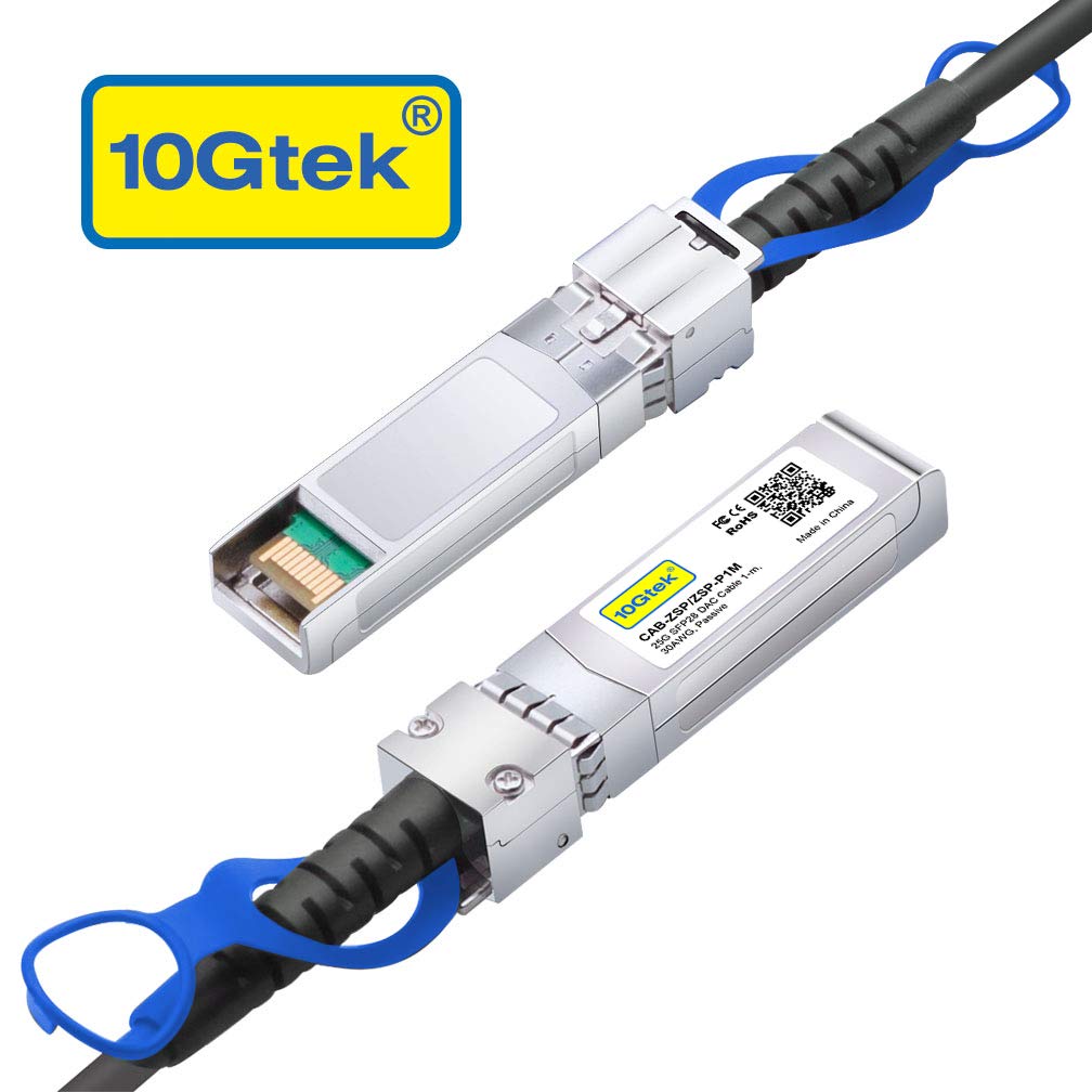 10Gtek 25G SFP28 SFP+ DAC Cable 25GBASE-CR SFP28 To SFP28 Passive Direct Connection Copper Wire Twinax Cable Compatible with Cisco SFP-H25GB-CU1M, Mer