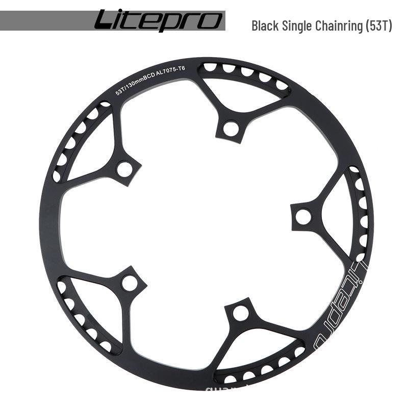 Litepro Folding Bike Crankset with Round Chainrings: 45T, 47T, 53T, 56T, 58T - Square Hole Design