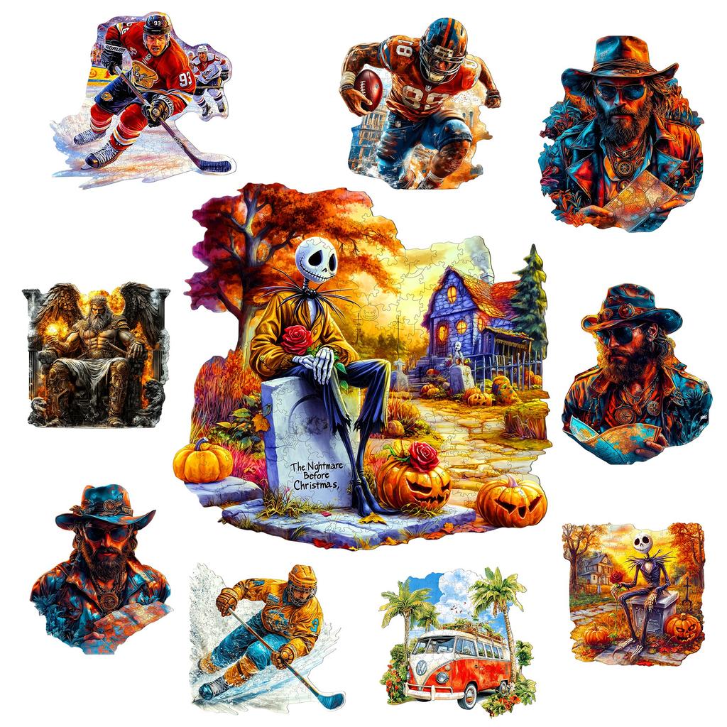 Unique Shape Wooden Jigsaw Puzzle Home Wooden Decor Christmas and Halloween Gift Toy For Teen And Kid