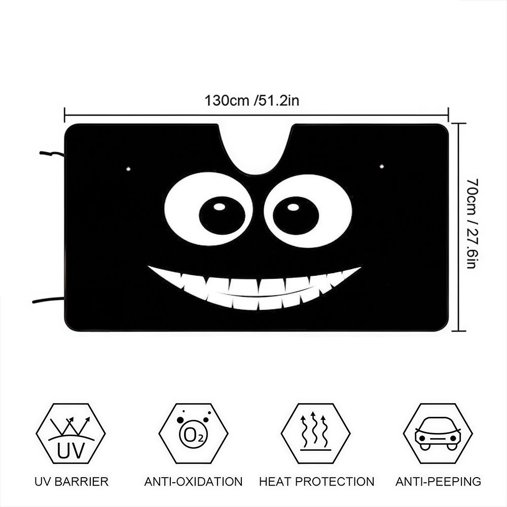 Black Funny E-expressionS Cartoon Car SunShade Personalized Windshield Anti-UV Window Windscreen Cover Shade Auto Visor