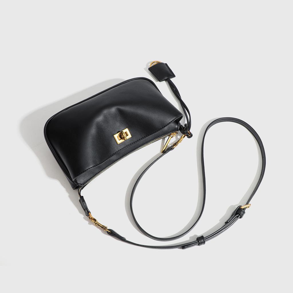 Autumn and Winter Head Layer European and American Armpit Bag Women's Lock Square Bag High End Light Luxury Handbag Single Shoulder Crossbody Bag