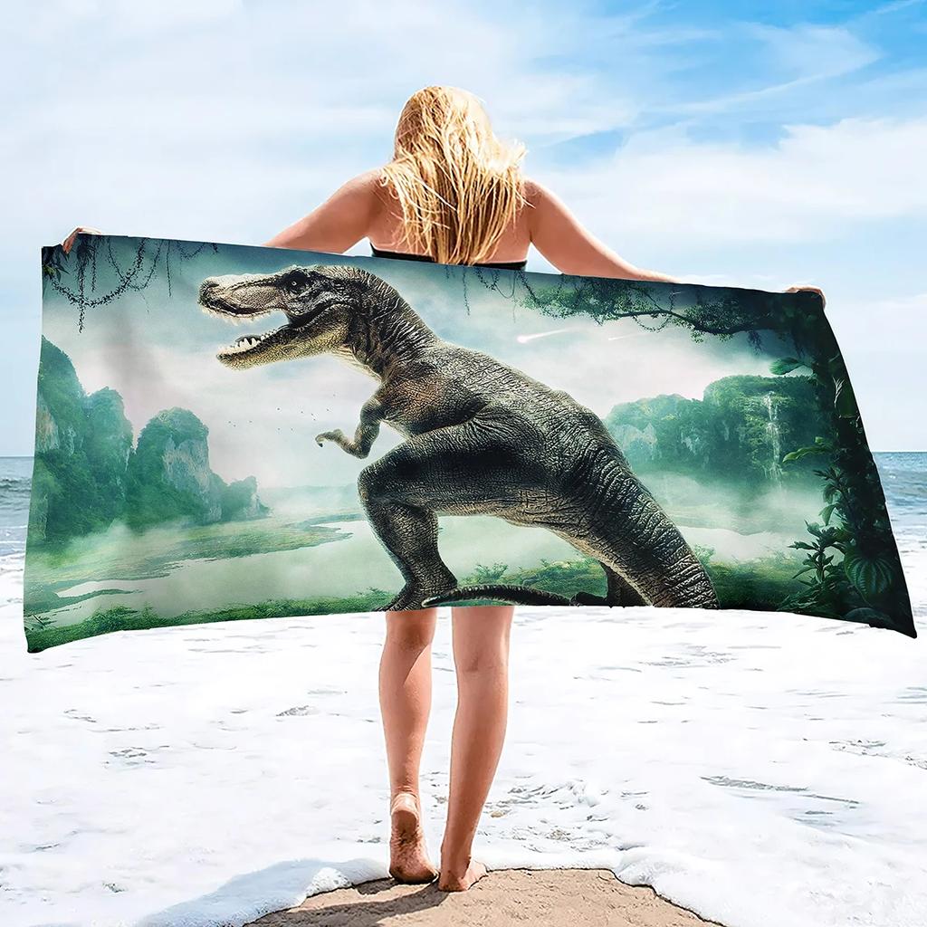 Telo da Spiaggia Dinosauro Asciugamani da Campeggio Acquerello per Ragazzi Bambini Asciugatura Rapida Super Assorbente Morbidissimo Telo da Spiaggia Asciugamano per Piscina