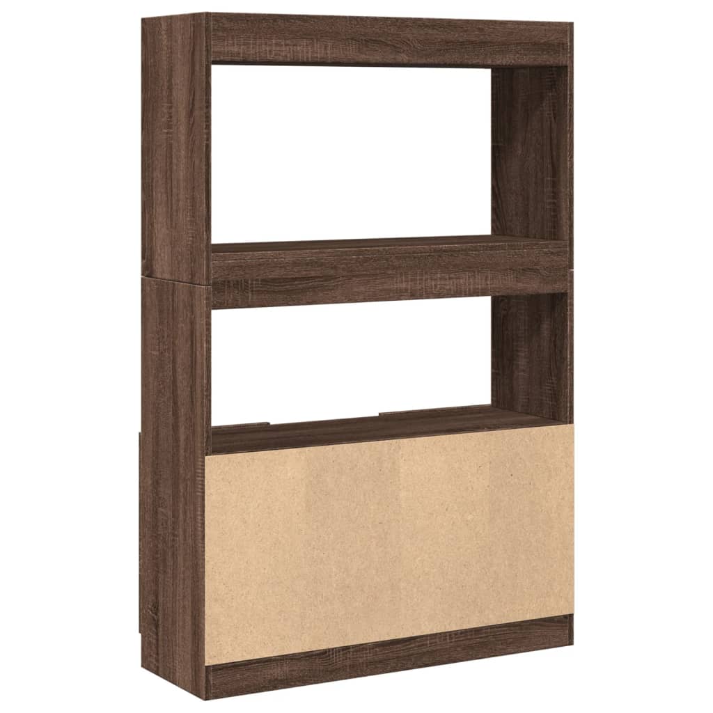 Highboard In Brown Oak Look 92 X 33 X 140 Cm Engineered Wood