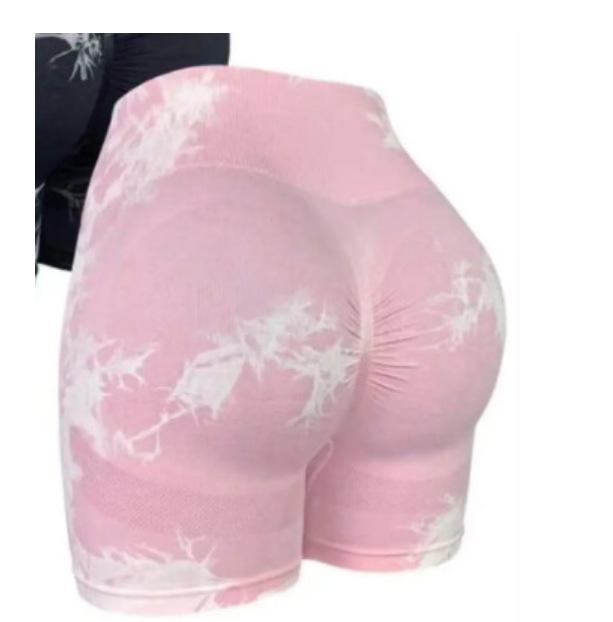 Nahtlose High-Waist Batik-Yoga-Shorts mit Bauchkontrolle und Pfirsich-Po-Lift