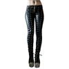 Women Casual Slim Leather Pants Spring and Autumn Pants Solid Color Middle Waist Zipper Print